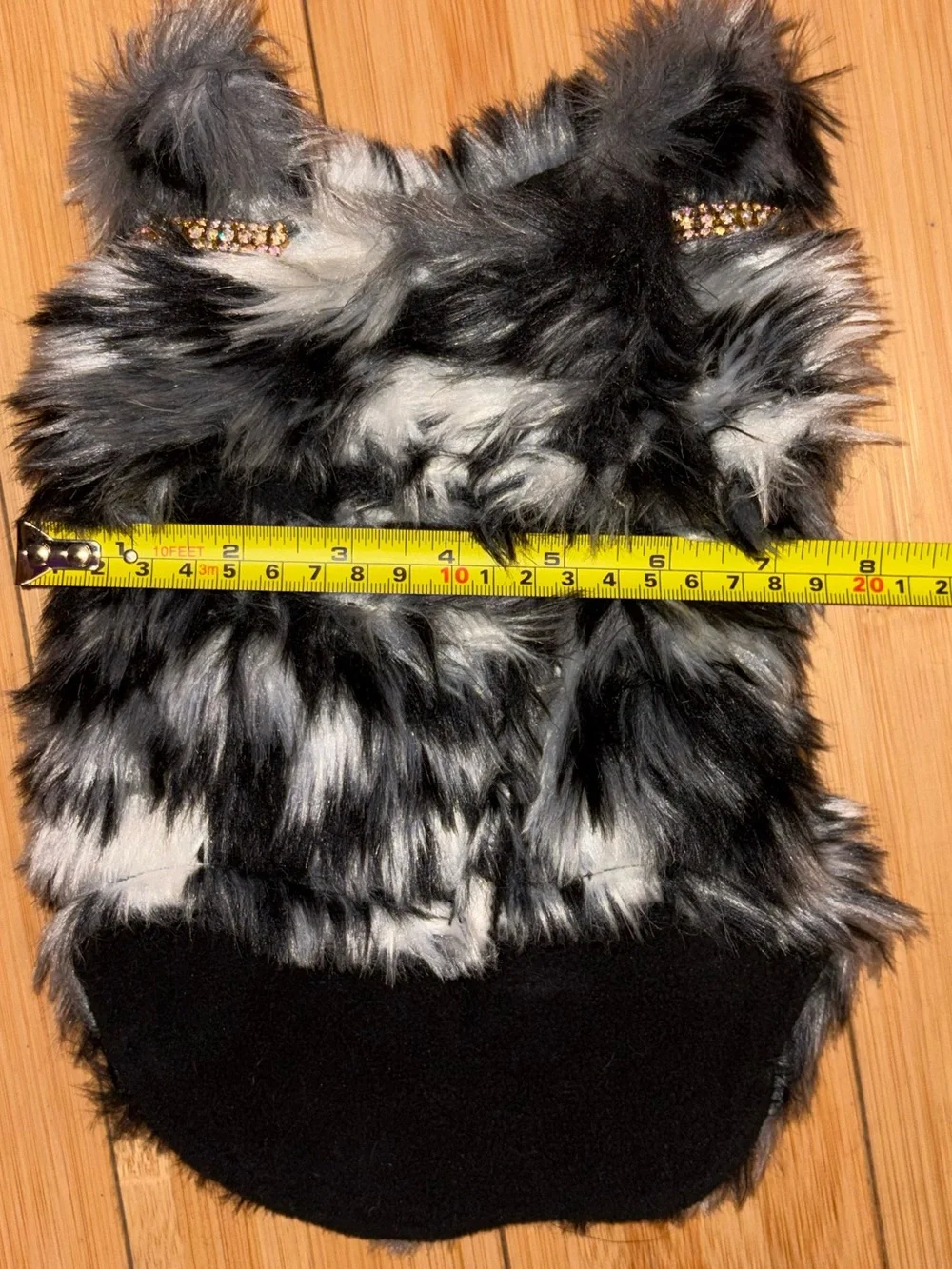 Pet Life Luxe 'Paw Dropping' Designer Gray-Scale Faux Mink Fur Coast, Bedazzled